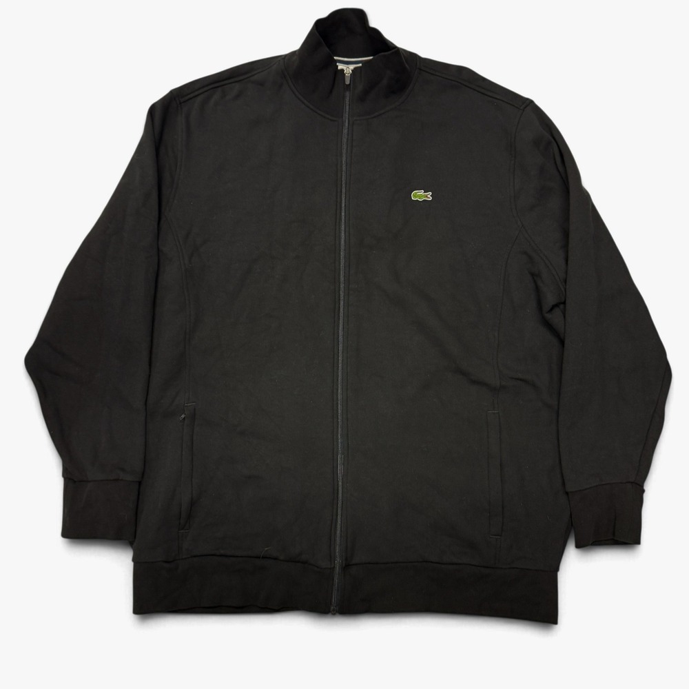 Lacoste Sport Mens 2XLB Black Full Zip Track Jacket Mock Neck Fleece SH1604